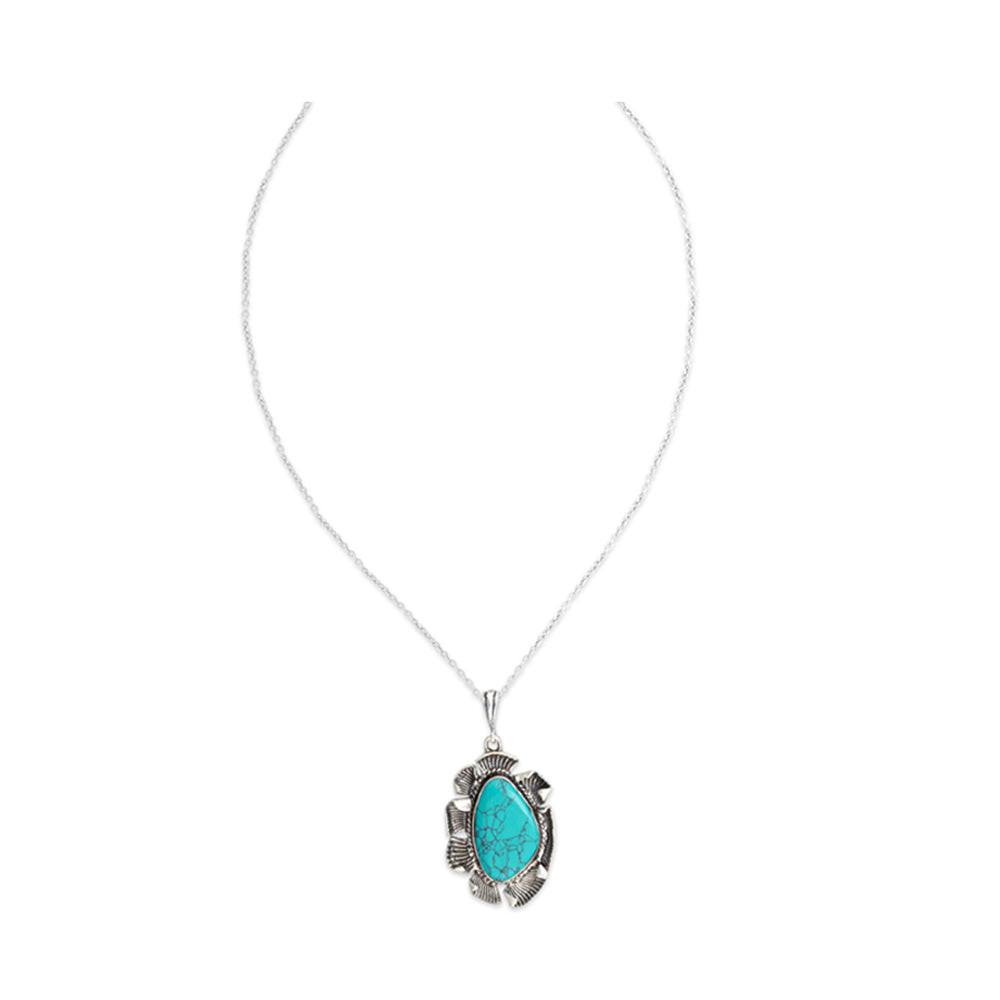 High Sierra Turquoise & Silver Tone Crafted Necklace