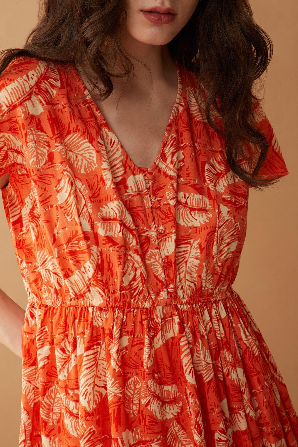 Glorious Tangerine Button Dress