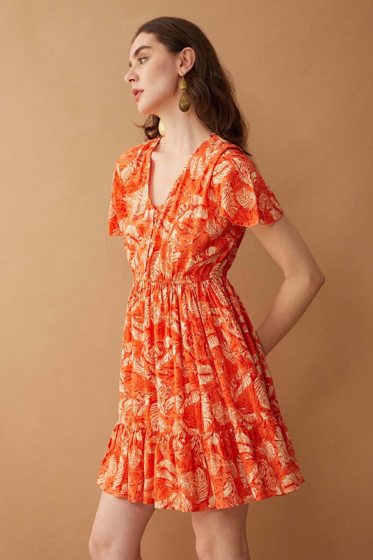 Glorious Tangerine Button Dress