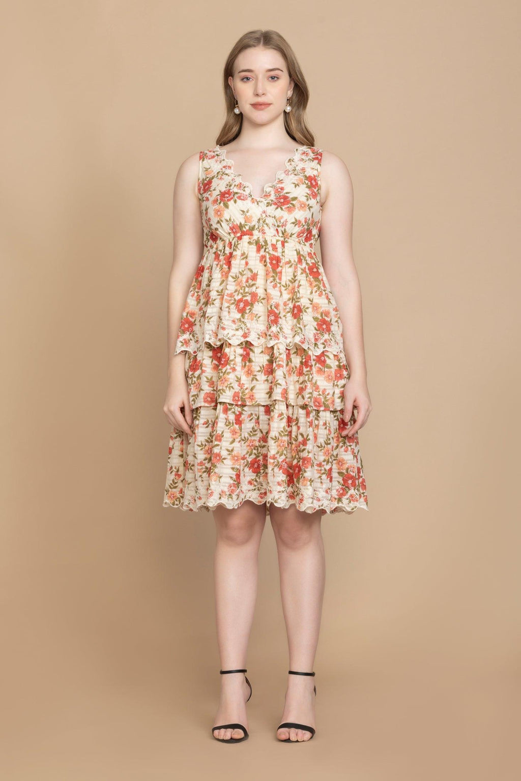 Bohera Silvianna V-Neck Tieried Skirt Dress