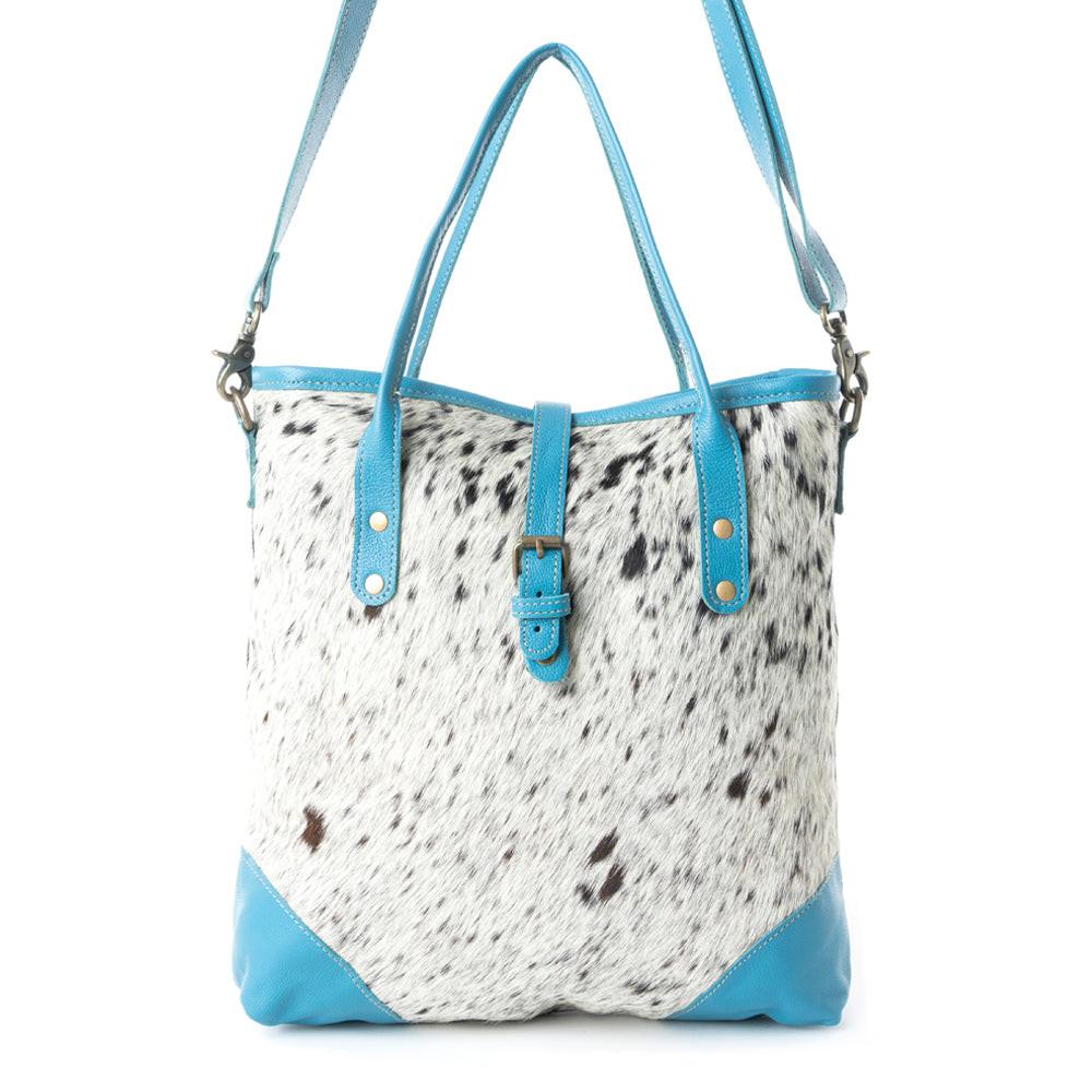 Pecos Pointe Canvas & Hairon Bag In Blue