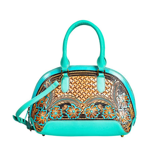 Emmylou Pass Handtasche mit Handprägung in Türkis