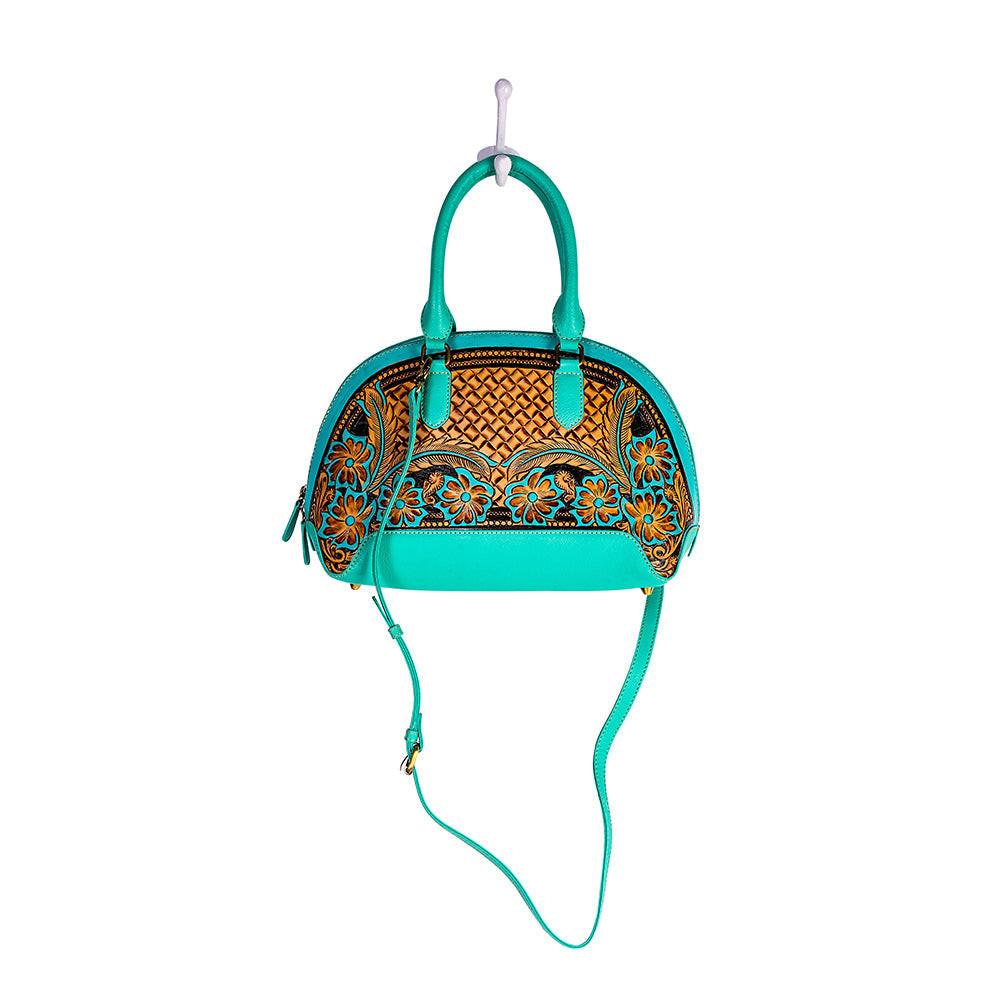 Emmylou Pass Hand-tooled Handbag in Turquoise