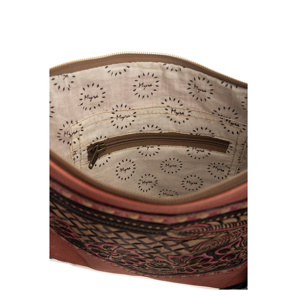 Millstone Fringed Hand-Tooled Bag in Pink