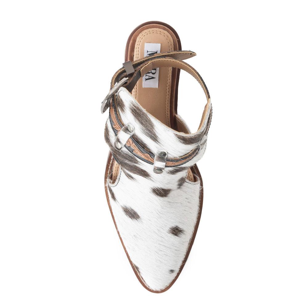 Myra Beth Jane Hairon Leather Boots - Handtooled Ankle Strap Brunch Boots for Bold Cowgirl Vibes
