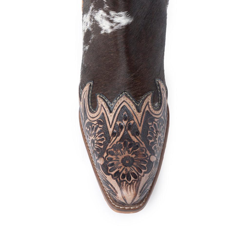Myra Margie Leather Boots for Women - Hairon Ankle Boots with Handtooled Leather Details for Carnival Sundowns