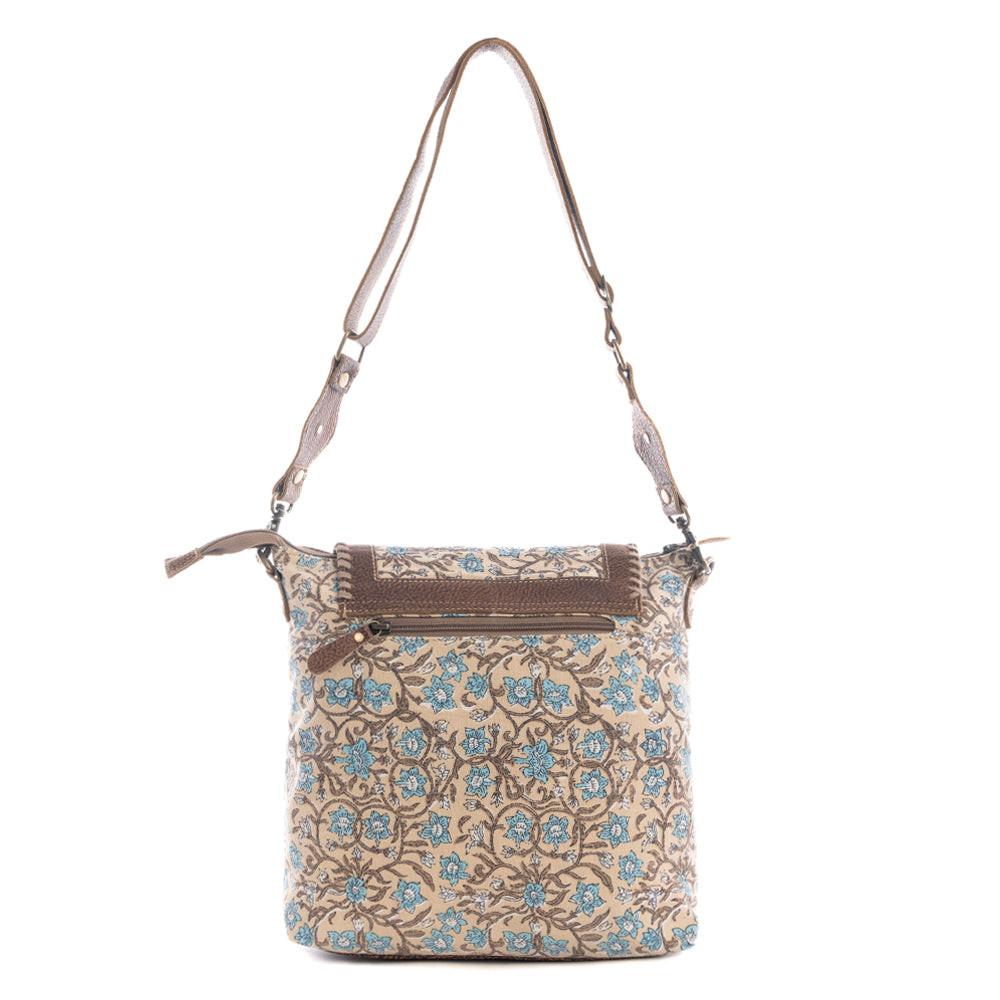 Myra San Ysidro Falls Paisley Print Shoulder Bag for Women – Leather Straps with Turquoise Stud Detailing for Carnival Adventures