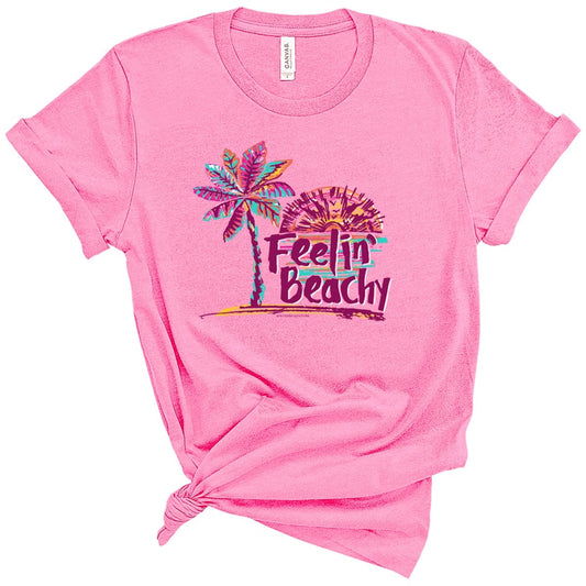 Feelin' Beachy Frontprint-Heather Bubblegum-Southern Couture Premium Kurzarm-T-Shirt