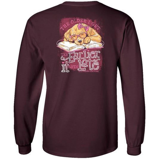 Early Late Puppy auf LS - Weinrotes Southern Couture Classic Langarmshirt