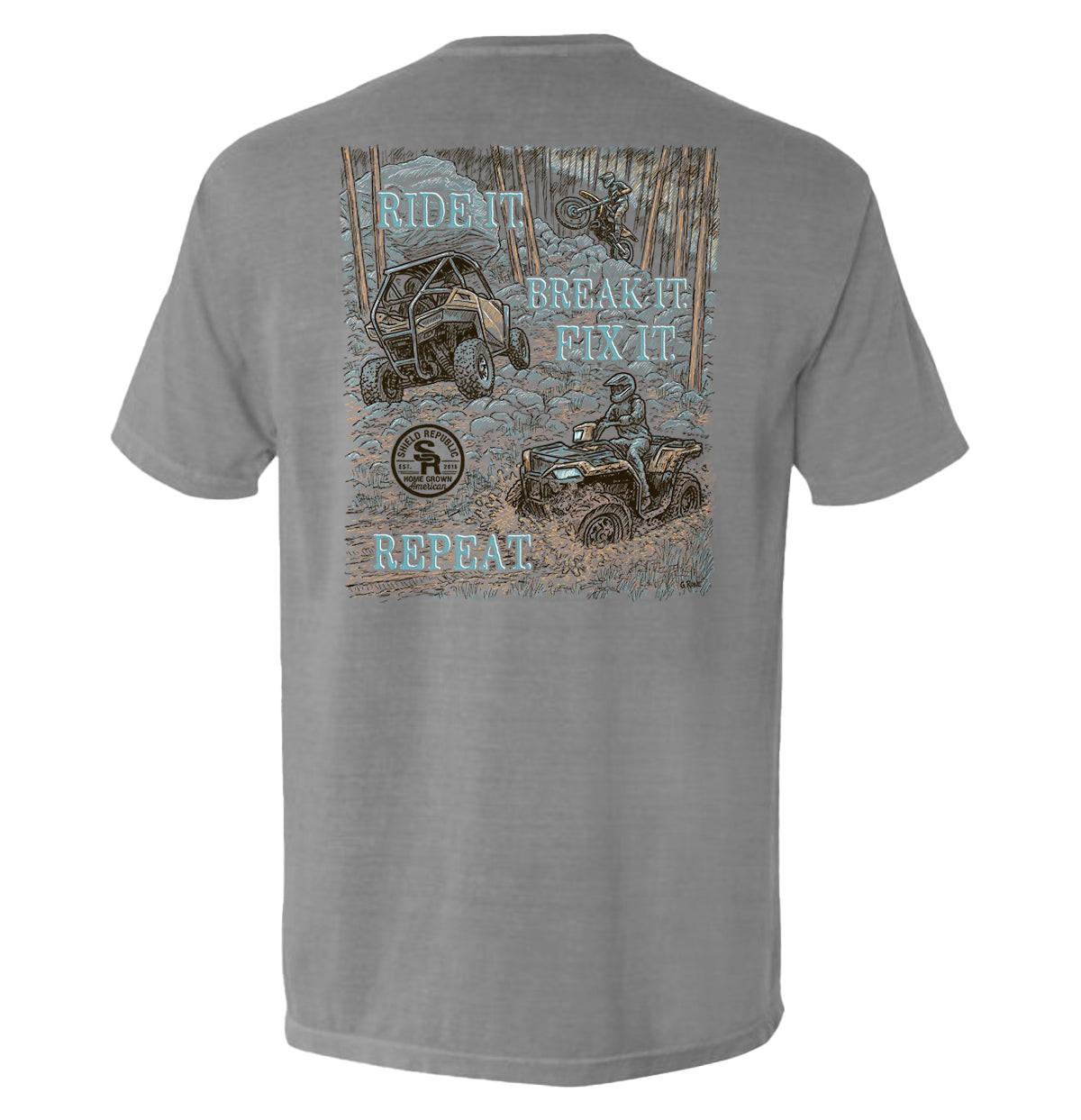Ride it Break it Fix it Repeat Pocket T-Shirt