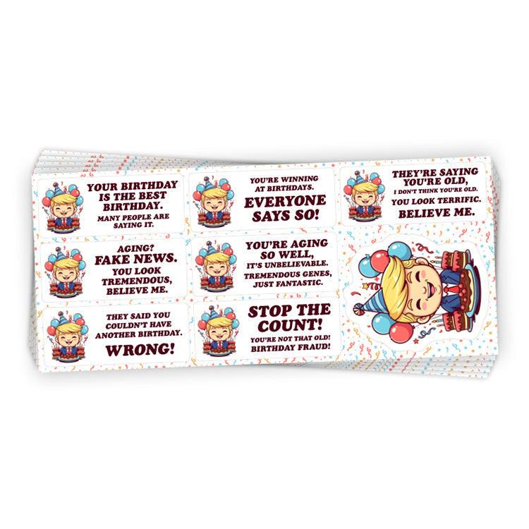 Cartoon Donald Trump Birthday Sticker Sheet