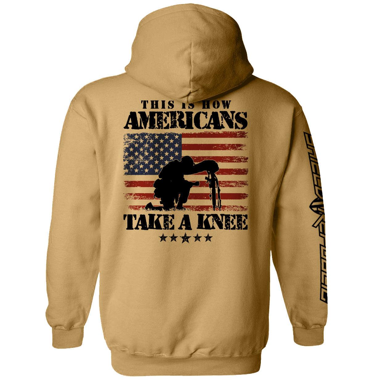 So knien Amerikaner.
