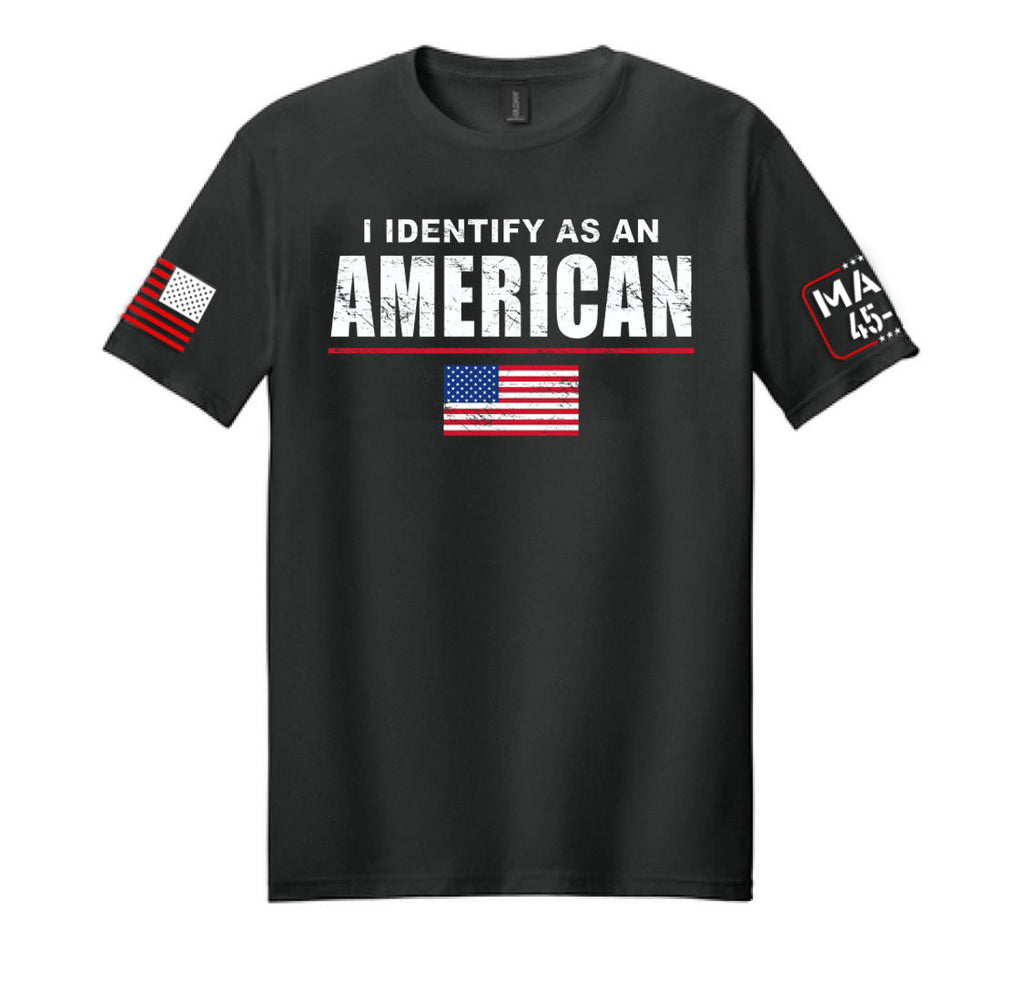 Identifizieren Sie sich als amerikanisches schwarzes T-Shirt