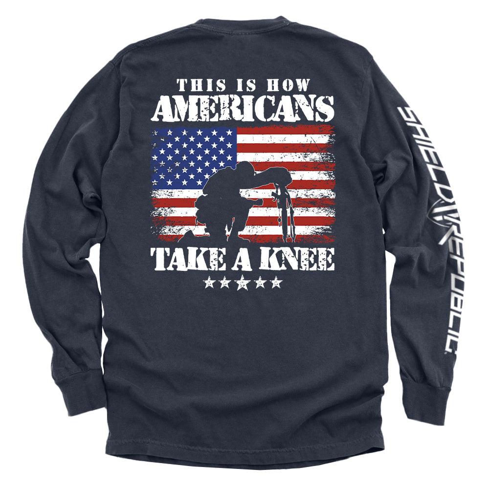 So knien Amerikaner.