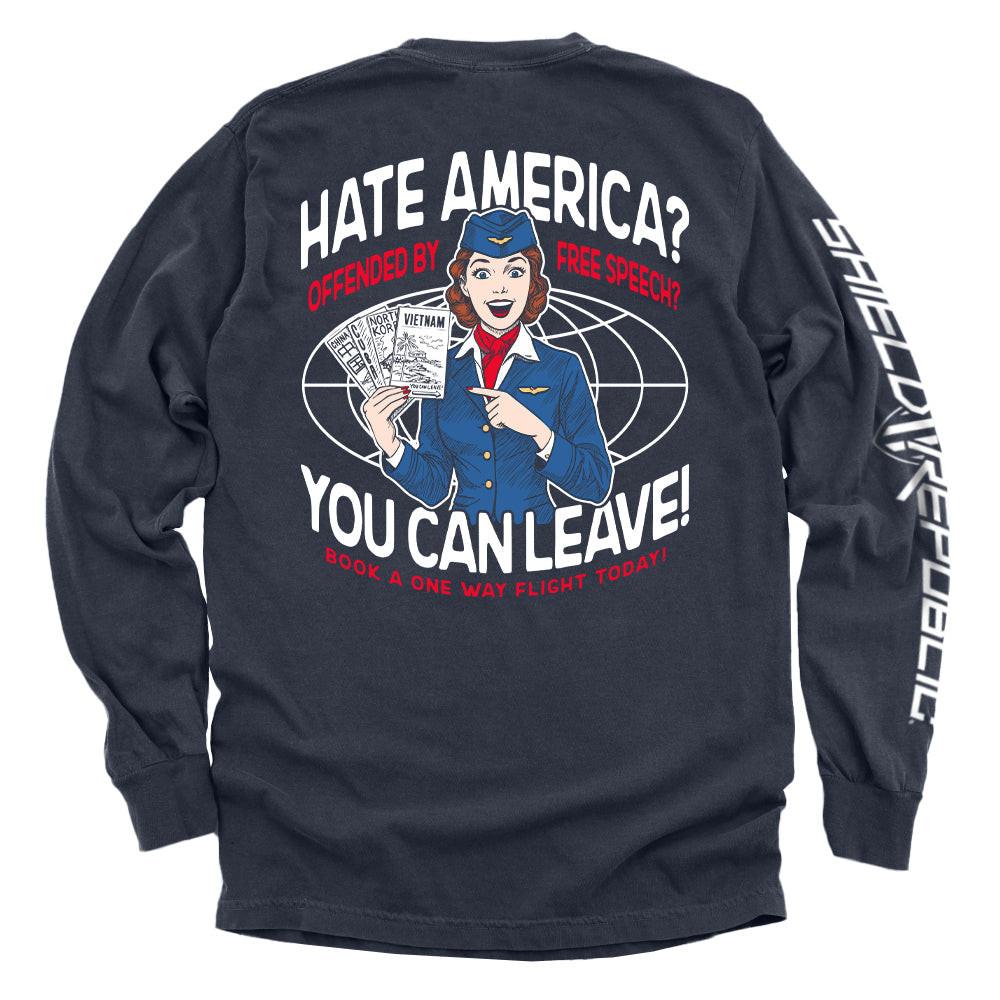 Wenn du Amerika hasst und dich von freier Meinungsäußerung beleidigt fühlst, kannst du ja gehen.