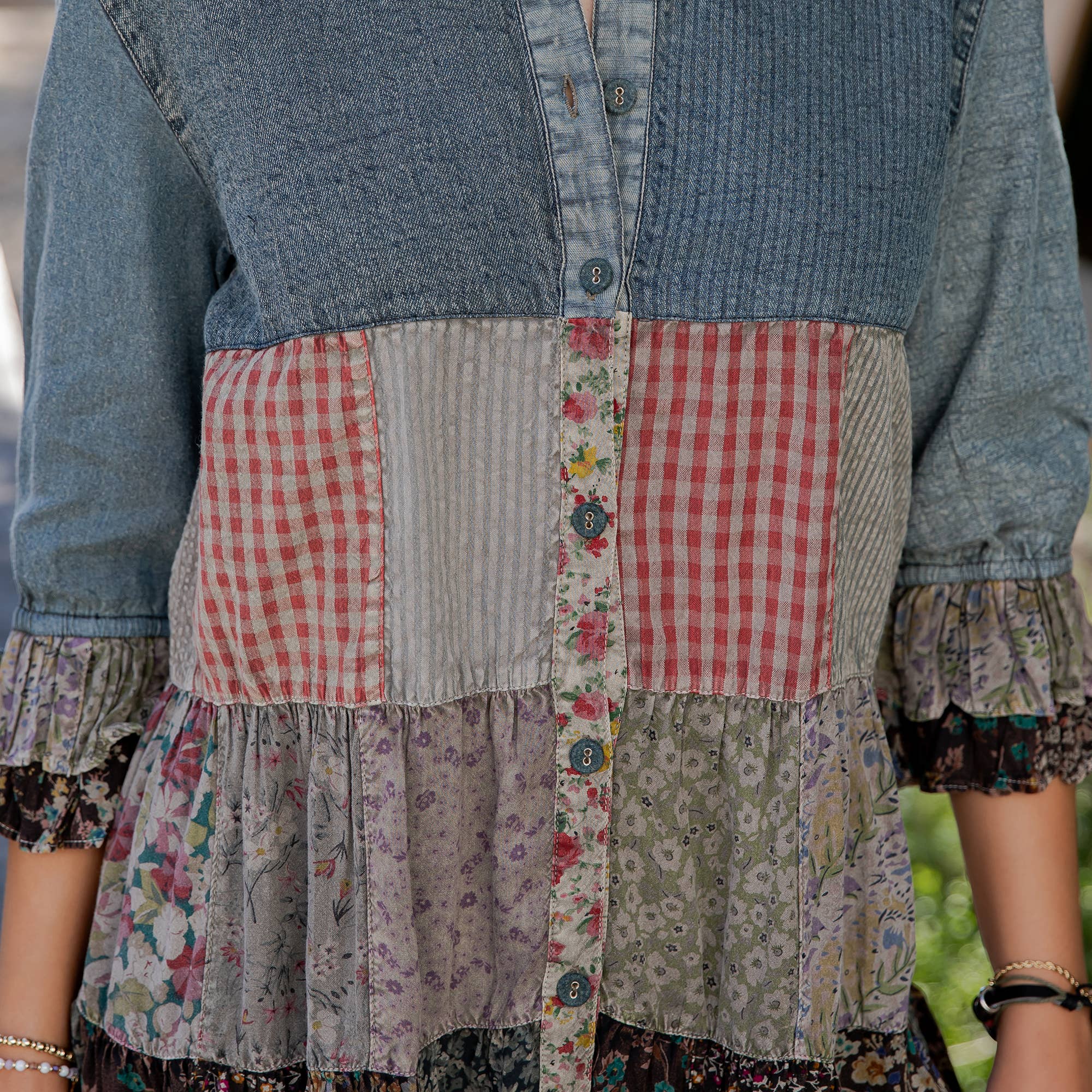 3/4 Ruffle Sleeves Western Blouse Top (New Color)