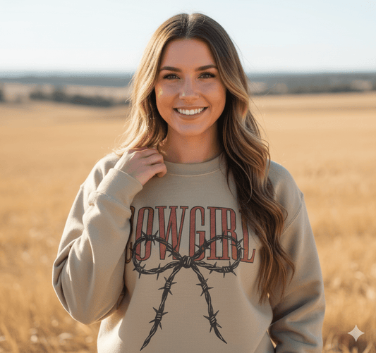 Cowgirl Stacheldraht Schleifen Grafik-Sweatshirt