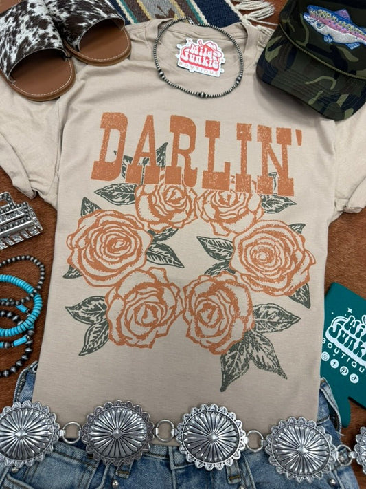 Blumengrafik-T-Shirt „Darlin'“