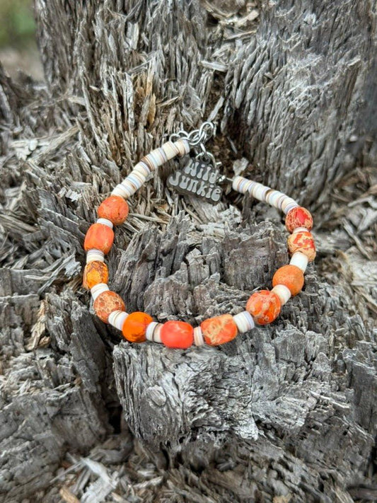 Wüstenglut Perlen-Muschelarmband