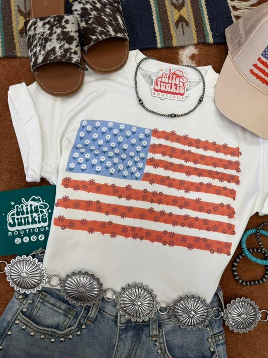 Blumen-Flagge Grafik-T-Shirt