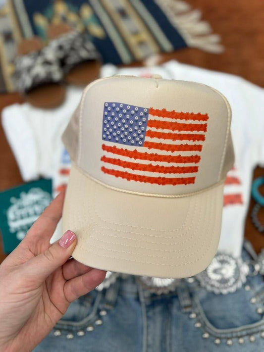 Geblümte American Flag Trucker Cap
