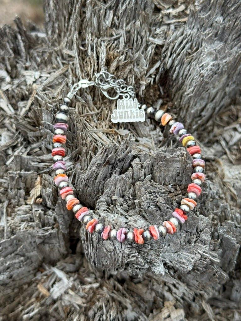 Sterling Silver Desert Sunset Shell Heishi Bead Bracelet
