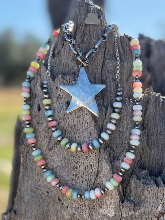 Sterling Silver Spring Pastel Opal Chain Necklace