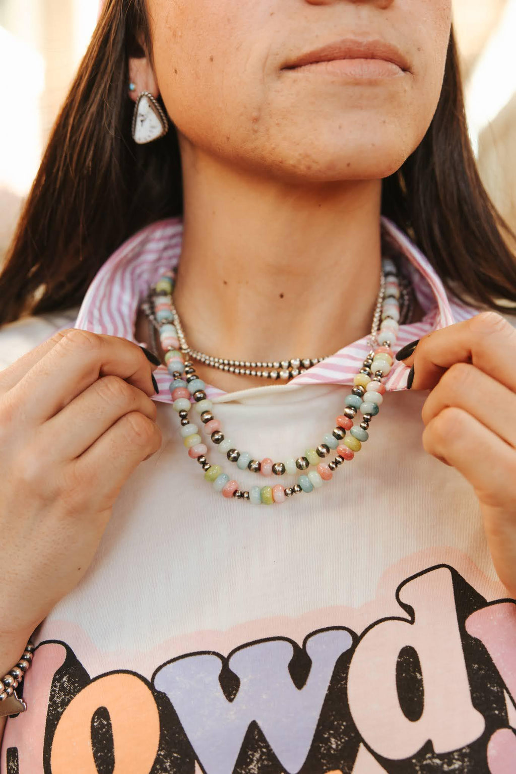 Sterling Silver Spring Pastel Opal Chain Necklace