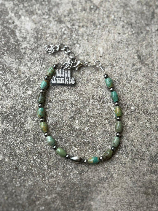 Sterling Silver Wild Spur Turquoise Beaded Bracelet