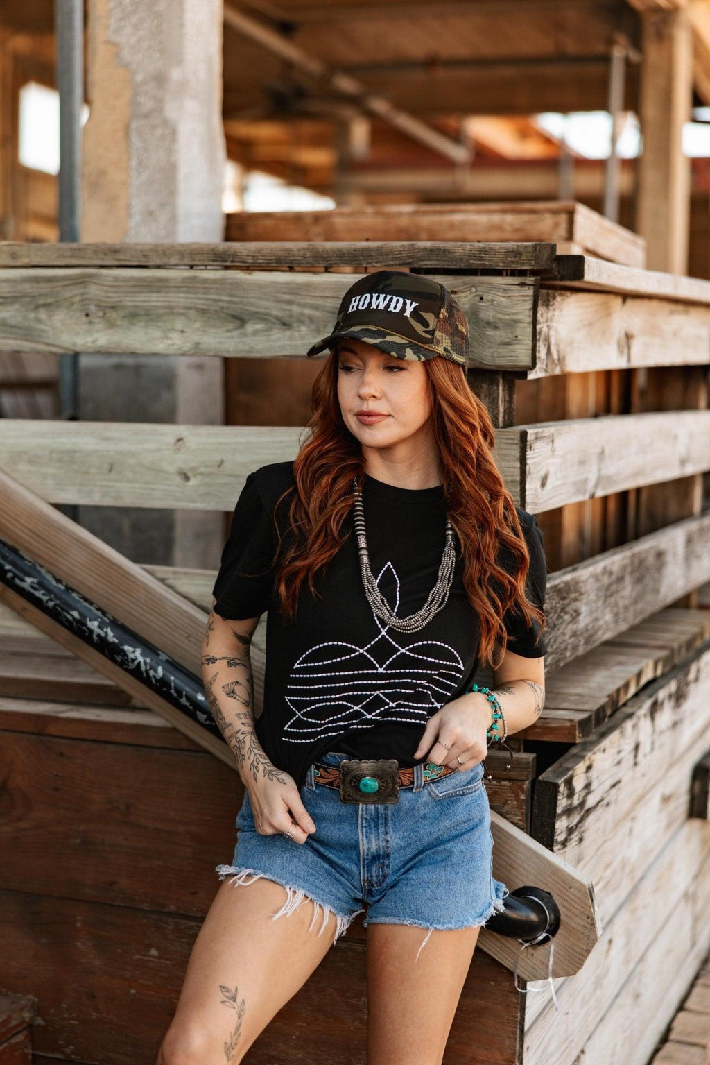The Original, Viral Boot Stitch Western Graphic Tee - Pink