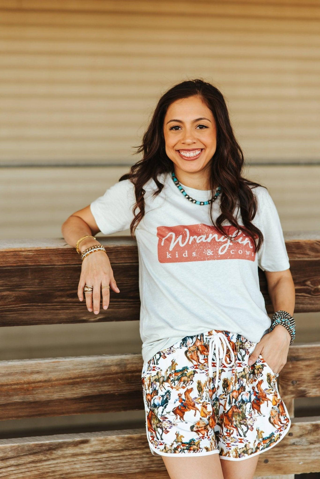 Wranglin Kids & Cows Graphic Tee - Cream